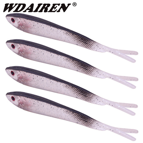 5pcs/lot Soft Lure 75mm 100mm Silicone Swimbaits Artificial Worm Soft Bait Fishing Wobblers Bass Carp Flying isca Fishing Lures ► Photo 1/6