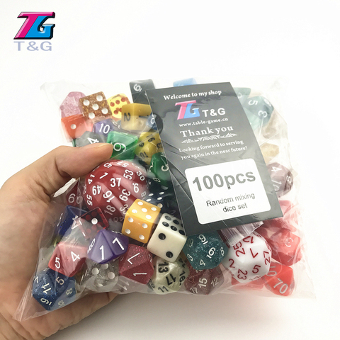Random 100 Pcs Dice Polyhedral Plastic Fun with Creative Color /style Enjoy Leisure Time/Holiday Party Game Entertainment ► Photo 1/5