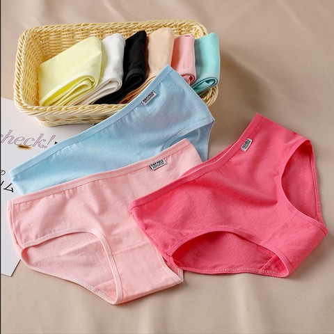 Candy Color Panties Women's Comfortable High Quality Cotton Women's Underwear Mid Waist Ureathable Women's Large Size Briefs ► Photo 1/6