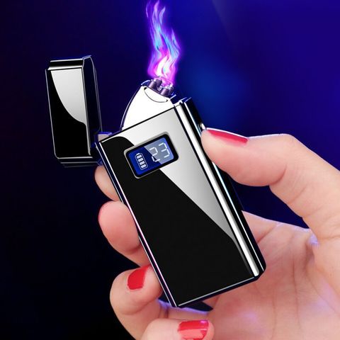 2022 Dual Flameless Cigarette Rechargeable Double Arc Plasma Metal Power Display Smart Lighter ► Photo 1/6