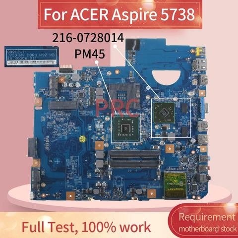 09912-1 For ACER Aspire 5738 Laptop motherboard  PM45 216-0728014 DDR3 Notebook Mainboard ► Photo 1/6