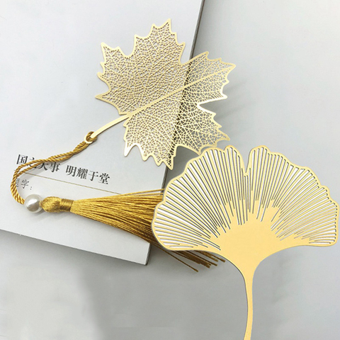 Vein Tasseled Leaf Bookmarks Literature Art Students Supplies Brass Leaf Bookmarks Gifts Teacher Gifts Bookmarks for Books ► Photo 1/4