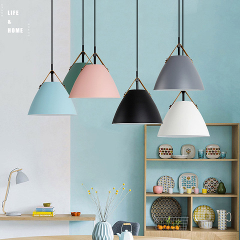 Nordic denmark macaron single head pendant lamp bedside dining room lamp  personality belt pendant lamp ► Photo 1/6