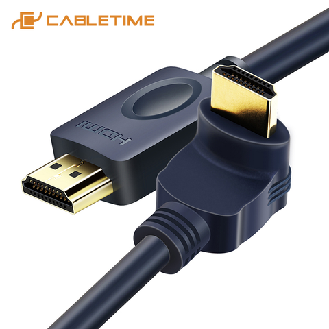 CABLETIME HDMI to HDMI Cable 90/270 Degree Angle 2K*4K 2.0 3D Pro Upgraded CL3 HDMI Cable for TV PS3 PS4 Projector Computer C122 ► Photo 1/6