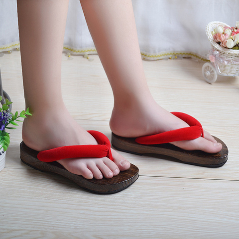 Woman Japanese Traditional Geta Clogs Slippers Wooden Shoes for Man Outdoor Home Wear Bath Sandals Round Toe Flats ► Photo 1/6