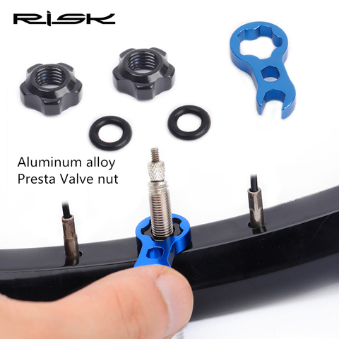 1 Set RISK Mountain Bike Presta Valve Nut with Install Wrench MTB Road Bicycle Tubeless Tire Valve Cap Vacuum Tire Nozzle Lock ► Photo 1/6