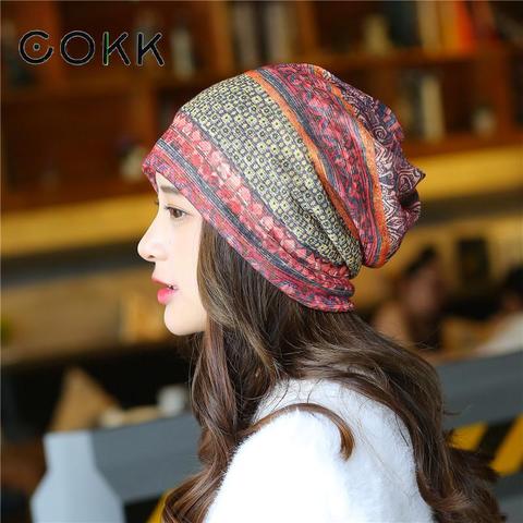 COKK Women Hat Flower Beanie Summer Autumn Thin Beanies Hats For Women Ladies Headgear Turban Hat Female Bonnet Ear Hat Fashion ► Photo 1/6