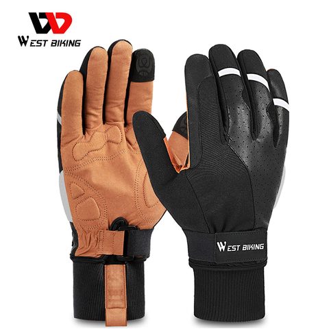 WEST BIKING 2022 Winter Sport Gloves Thicken Lengthen Warm Cycling Equipment Men Women Outdoor Skiing MTB Bike Motorcycle Gloves ► Photo 1/6