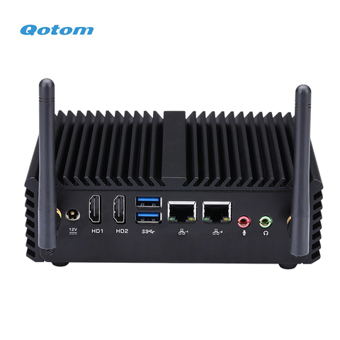 Qotom Core i3 i5 Mini Desktop Computers 2 Gigabit LAN 2 HD Type Ports Fanless Running 24/7 POS Ternimal Compact Mini PC X86 ► Photo 1/6