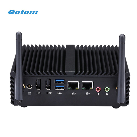 Qotom Core i3 i5 Mini Desktop Computers 2 Gigabit LAN 2 HD Type Ports Fanless Running 24/7 POS Ternimal Compact Mini PC X86 ► Photo 1/6