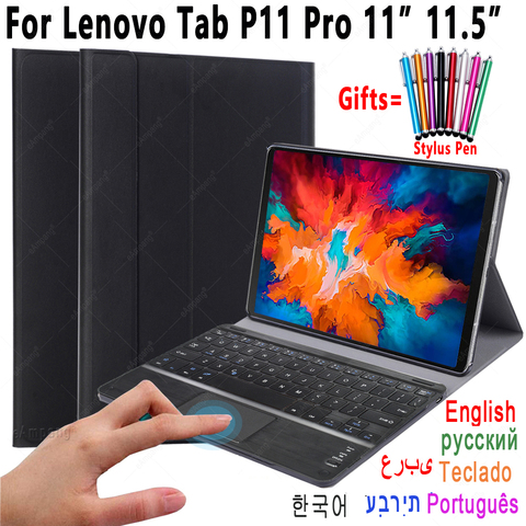 For Lenovo Tab P11 Pro 11 11.5 Case with Touchpad Keyboard Tab-J606F Tab-XJ706F Russian Spanish Arabic Hebrew Korean Keyboard ► Photo 1/6
