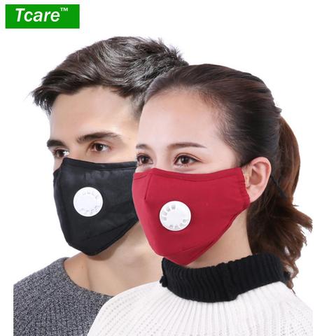 Tcare Fashion Cotton Face Mask Respirator Washable Reusable Mouth Masks + 2Pcs Activated Carbon Filter PM2.5 for Men Women ► Photo 1/6