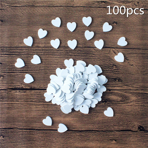 100pcs Wooden diy crafts accessories white love heart wood chips diy handmade album scrapbook graffiti party wedding decoration ► Photo 1/6
