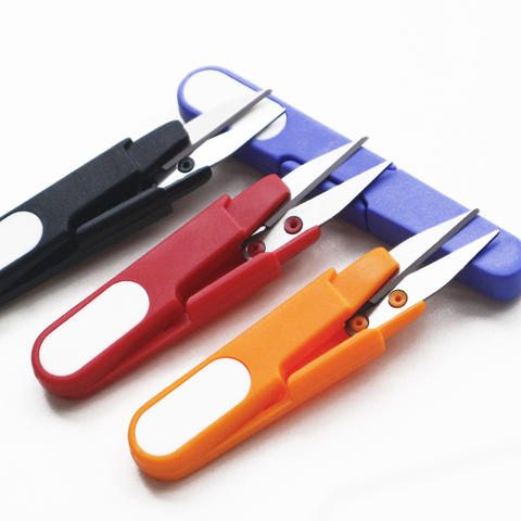 1Pcs/Lot Multipurpose Wear Cover Handle Safety Sewing Scissors Thread Scissors Embroidery Cross-stitch Cutter U Shape Scissors ► Photo 1/6