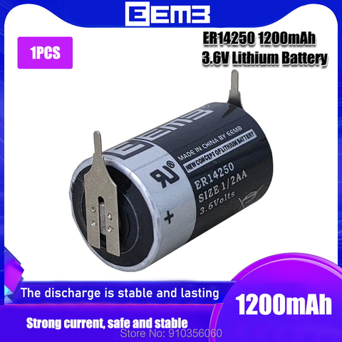 1PCS ER14250 ER 14250 CR14250 SL14250 1/2AA 3.6V 1200mAh PLC industrial lithium batteries With leg ► Photo 1/6