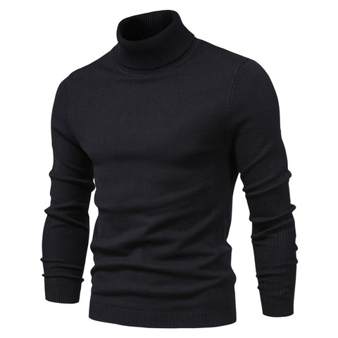 10 Color Winter Men's Turtleneck Sweaters Warm Black Slim Knitted Pullovers Men Solid Color Casual Sweaters Male Autumn Knitwear ► Photo 1/6