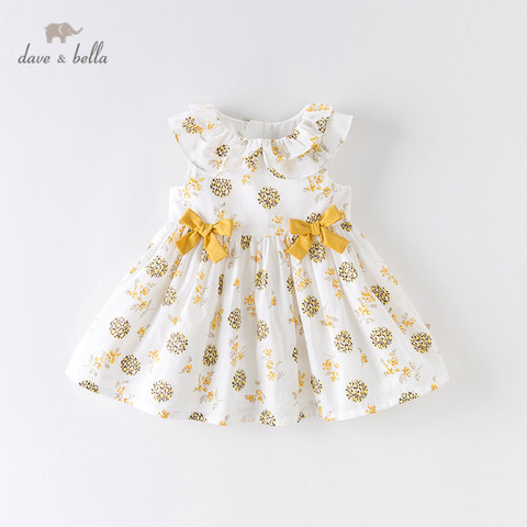 DBM13816 dave bella summer baby girl's princess bow floral zipper dress children fashion party dress kids infant lolita clothes ► Photo 1/6