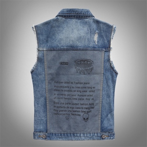 2022 Ripped Jean Jacket Men's Denim Vest Hip Hop Jean Coats Waistcoat Men Cowboy Brand Sleeveless Jacket Male Tank Plus Size 5XL ► Photo 1/6