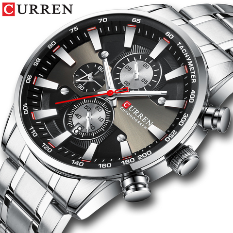 CURREN Watches Men Top Luxury Brand Big Military Sport Watch Mens Stainless Steel Waterproof Chronograph Wristwatch Male Clock ► Photo 1/6