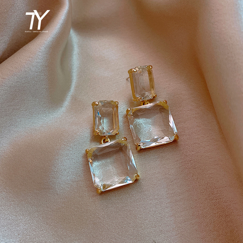 2022 new transparent glass block women's Earrings luxury Party Jewelry sexy girls unusual Christmas Earrings Fashion Accessories ► Photo 1/6