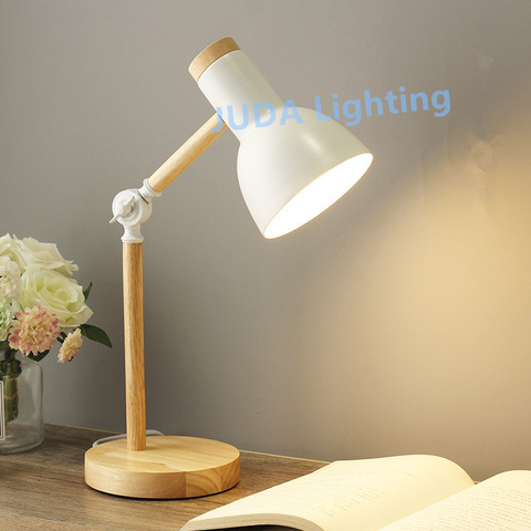 E27 Nordic Macaron Color Wooden Table Lamp Book Lights Study Bedroom Children Indoor lamp Reading Light LED Desk Lamp lights ► Photo 1/6