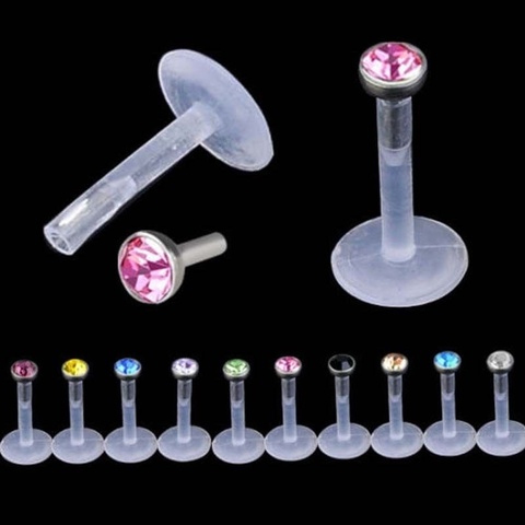 6pcs Nose Ring Nipple Piercing 16G Mixed Acrylic Crystal Bar Monroe Labret Stud Lip Ring Flesh Belly Fake Piercing Septum Grillz ► Photo 1/6