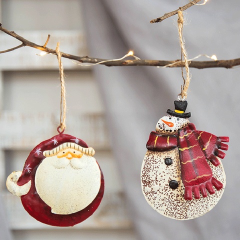Snowman Santa Claus Angel Ornaments Hanging Pendants Iron Crafts Xmas Decor ► Photo 1/6
