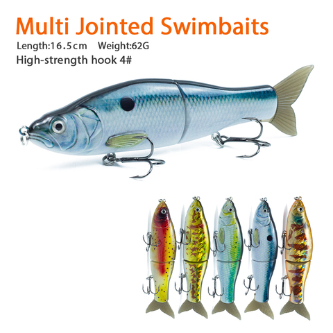 Hanlin 165mm/62g Sinking Bait Hard Body with Soft Tails Swimbait Slide Shad Lure Multi Jointed Swimbaits Wobblers Fishing Tackle ► Photo 1/6