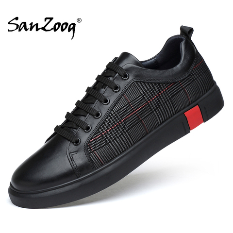 Spring Autumn Fashion Designer Black Men Genuine Leather Sneakers Casual Mens Shoes Hot Sale High Quality For Dropshipping ► Photo 1/6