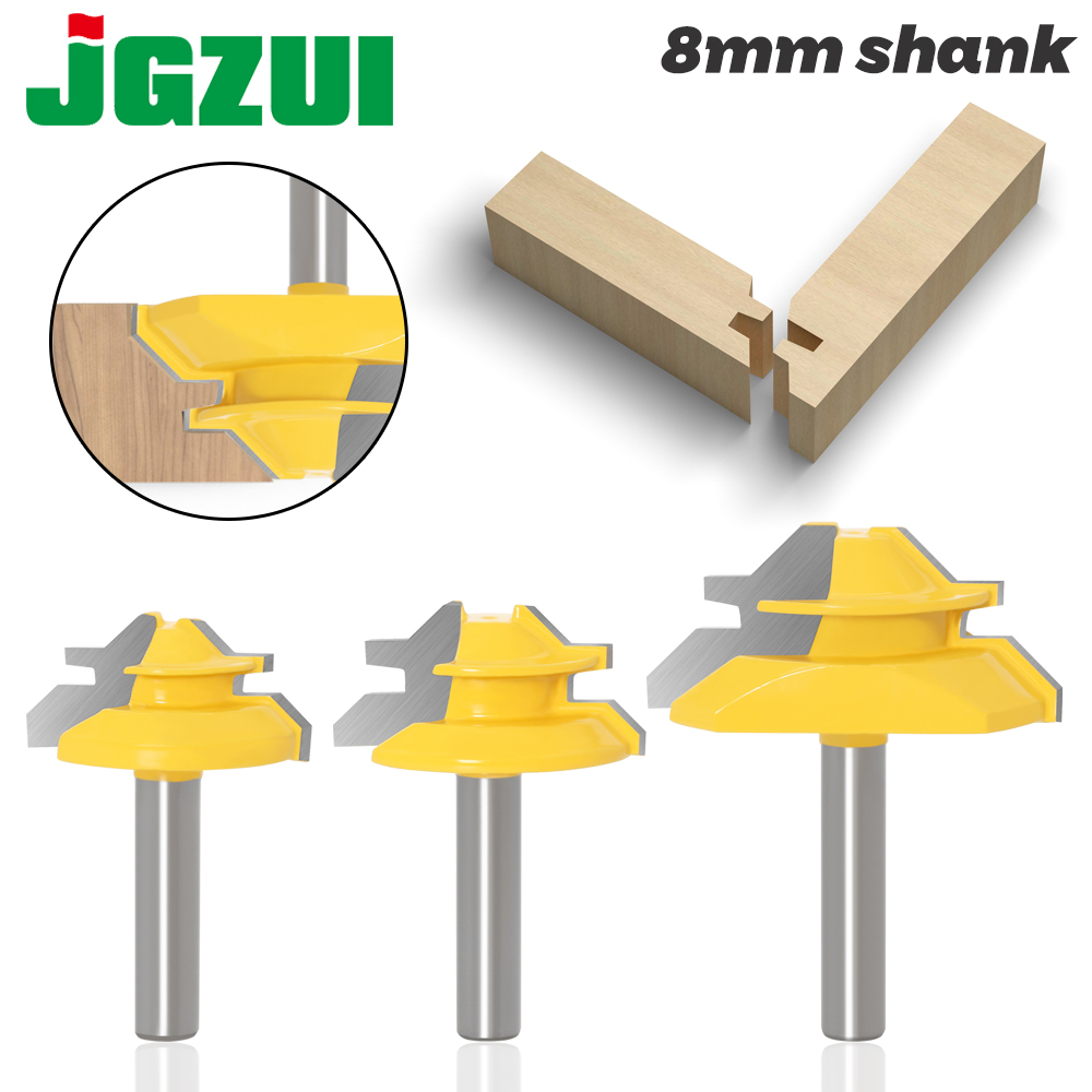 45Degree Lock Miter Router Bit 8mm Shank Trimmer Milling Joint Tenon Cutter Tool
