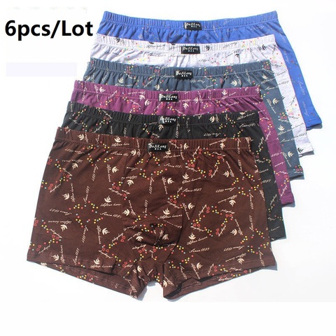 6pcs/Lot 100% Cotton Loose Boxers Four Shorts Underpants Men'S Boxers Shorts Breathable Underwear printing Comfortable cotton ► Photo 1/5