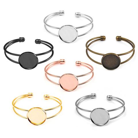 5pcs Adjustable Bangle Base Bracelet Blanks Tray Bezel Brass Cuff Bracelet Setting 20mm Cabochon Cameo DIY Jewelry Findings ► Photo 1/6