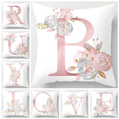 Fengrise Pink Letter Decorative Pillow Cushion Covers Pillowcase Cushions for Sofa Polyester Pillowcover cuscini decorative ► Photo 1/6