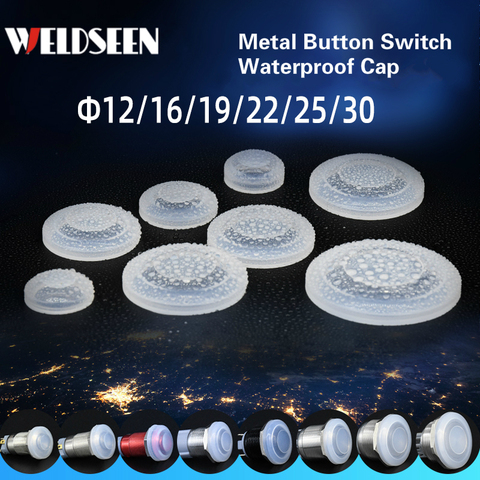 Metal Button Switch Waterproof Cap 12mm 16mm 19mm 22mm 25mm 30mm Silicone Sleeve Protective Cover Dustproof Protective Cover ► Photo 1/6