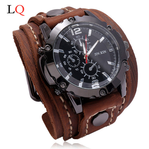 Vintage Retro Men Watch Luxury Wristwatch Quartz Wristwatches Fashion Blue Glass Punk Style Men Watch Bracelet Relogio Masculino ► Photo 1/6