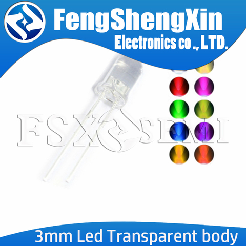 100pcs 3MM Led white/blue/red/yellow/green/pink/purple light bulbs / 3MM White Colour LED emitting diode F3 White/UV LED ► Photo 1/3