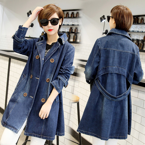 fashion 5xl Plus big size Jeans Coats Women Spring Autumn Long Trench Coat 2022 feminina New Denim Coats female Overcoats g67 ► Photo 1/6