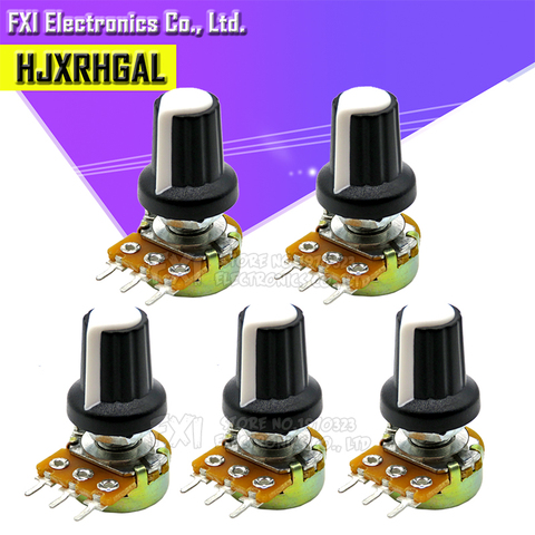 1Lot= 10 pair(20pcs) WH148 Shaft Amplifier Dual Stereo Potentiometer 3Pin 15mm + AG2 white 15*17MM Knob 1K  5K 10K 50K 100K 500K ► Photo 1/2