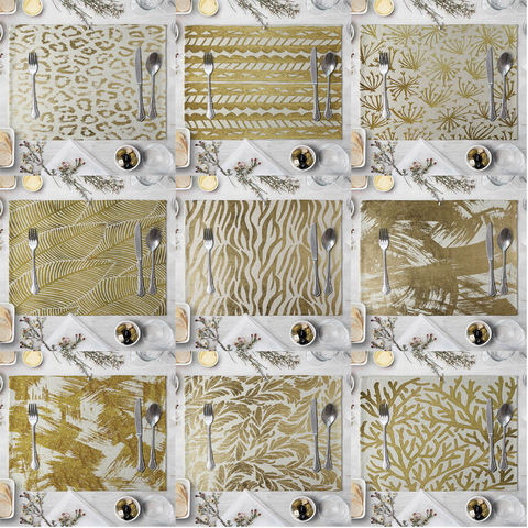Golden Geometric Printed Western Pad Cotton Linen Leaves Table Placemat Insulation Bowl Dining Table Mat Coasters Kitchen Tools ► Photo 1/6