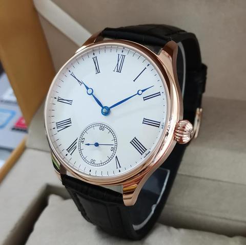 GEERVO No logo Rose gold case 44mm Manual mechanical men's Watch Rome number dial blue hand 6498 Movement ST3621 Movement G130 ► Photo 1/6