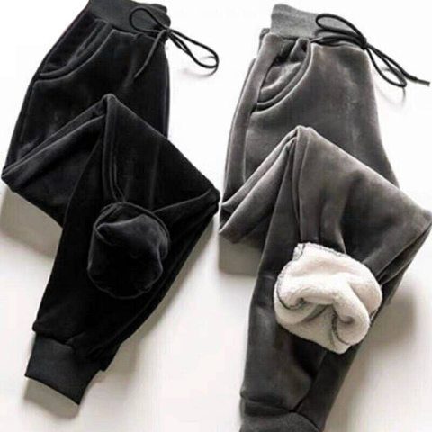 Women Winter Lamb Fur Cashmere Slim Pants Women Casual Warm Pants Harem Pants Lined Fleece Autumn Sweatpants ► Photo 1/6