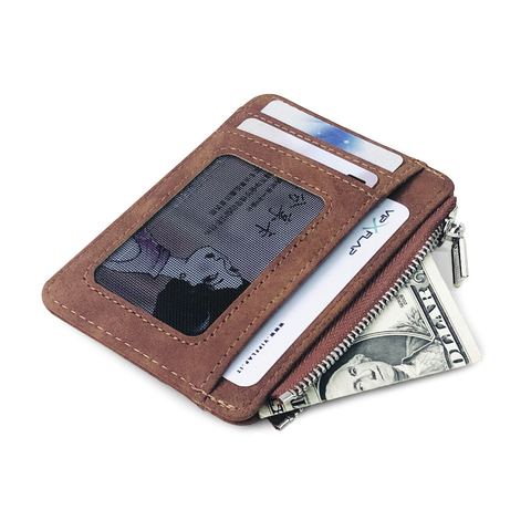 New Simple Mini Men Leather Wallet With Coin Pocket Small Credit Card Holder Slim Man's Purse For Bank Cards ID Card Case ► Photo 1/6