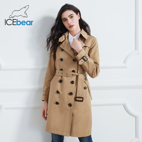 ICEbear 2022 Women spring lapel windbreaker fashion double breasted women's trench coat quality women clothing GWF20023D ► Photo 1/6