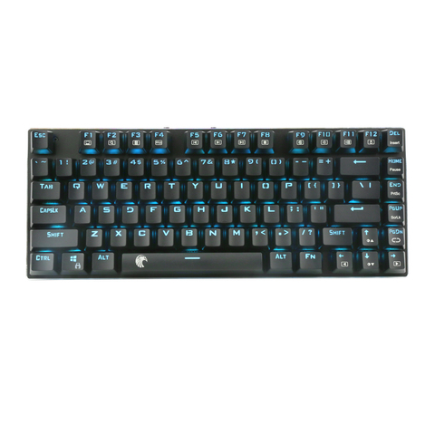 Mechanical Gaming Keyboard E-Element Z88 with Blue Switches Cyan LED Backlit Water Resistant Compact 81 Keys Anti-Ghost Black ► Photo 1/6