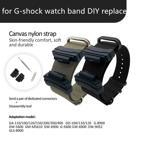 Watch accessories connector nylon strap for  G-SHOCK GA100 GA400DW5600M5610DW6900 BABY-G BA110 120 resin strap watch band ► Photo 1/6
