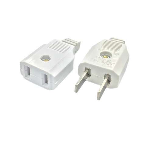 US American 2 Pin AC Electrical Power Male Plug Female Socket Outlet Adaptor Adapter w/ Wire Rewireable Extension Cord Connector ► Photo 1/4