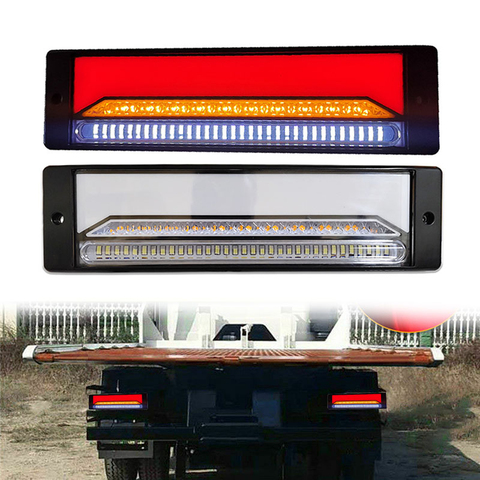 2pcs Waterproof LED Trailer Truck Combination Brake Stop Light 4 in1 Neon Tail Light Flowing Turn Signal Light Reverse Lamps ► Photo 1/6