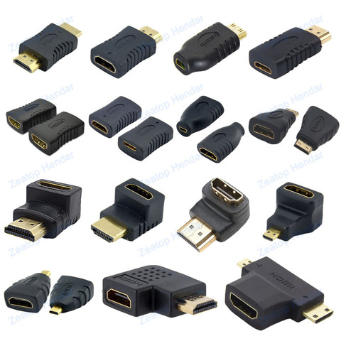1Pcs HDMI Mini HDMI Micro HDMI Male Female Adapter Connector Right Angle 90 270 Degree 1 to 2 HDMI to HDMI Adaptor ► Photo 1/6