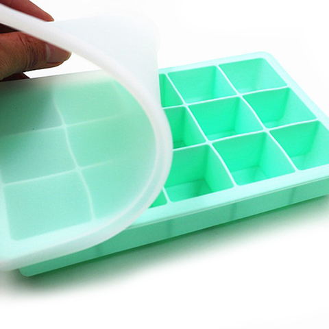 15 Grid Food Grade Ice Cube Tray Silicone Ice Mold with Lid Home DIY Ice Cream Ice Cube Maker Cold Drink Kitchen Bar Accessories ► Photo 1/6