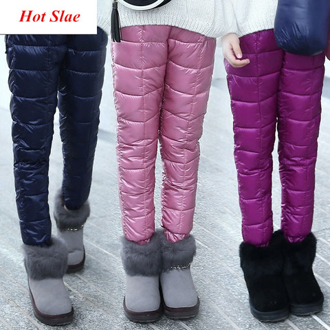 Winter Children Down Cotton Clothing Boys Pants Girls Leggings Kids Warm Down Trousers Windproof Waterproof Snow Pants For Kids ► Photo 1/6